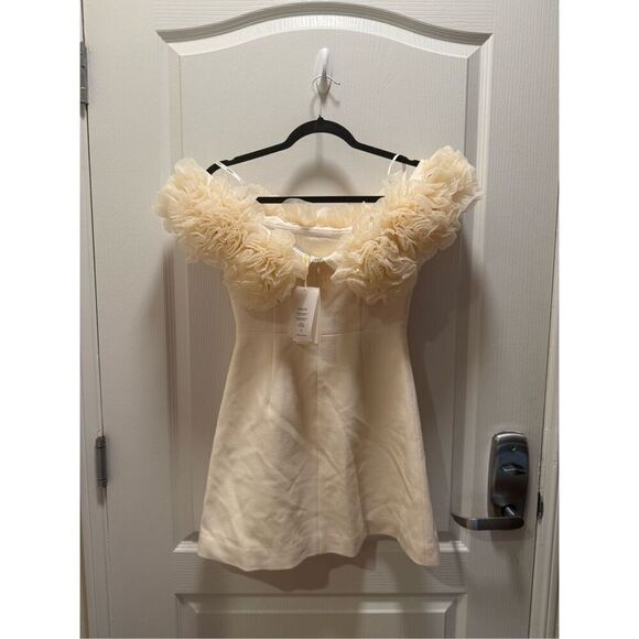 Sonya Moda Sorrento Cream Floral Tulle Off-Shoulder Mini Party Dress size S NWT - Picture 5 of 6